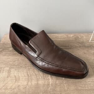 Bruno Magli Raging Loafer Mens 13 M Brown Leather Slip On Classic Shoe Italy